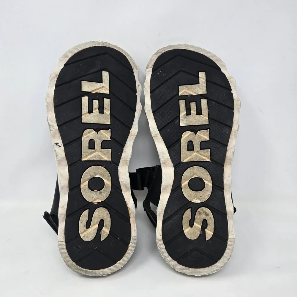 Sorel Kinetic Impact Slingback Sandals Black White NL4972-010 Womens 12